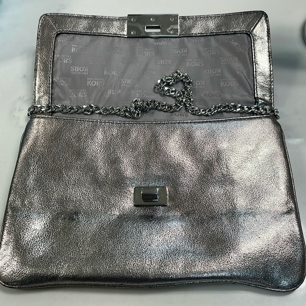 Michael Kors clutch purse metallic large clutch shoulder purse for party or prom - Picture 16 of 17